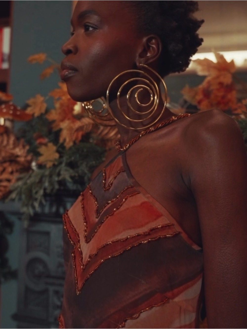 Gold Spiral Statement Hoop Earrings - African Women Jewelry by KILENTAR